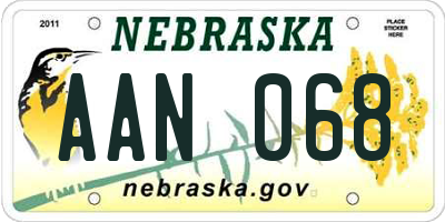 NE license plate AAN068