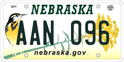 NE license plate AAN096