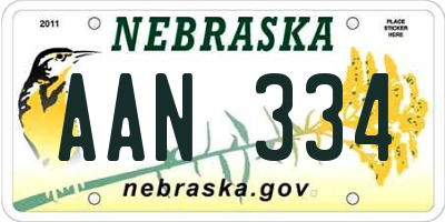 NE license plate AAN334