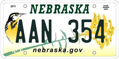 NE license plate AAN354