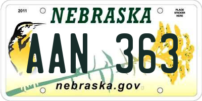 NE license plate AAN363