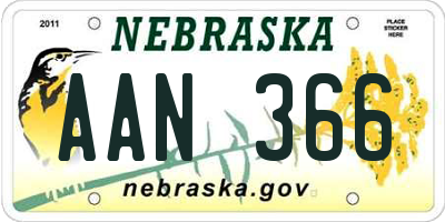 NE license plate AAN366