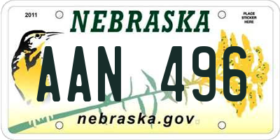 NE license plate AAN496