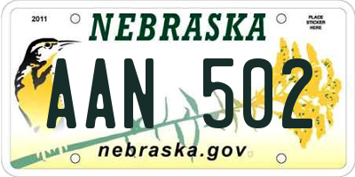 NE license plate AAN502