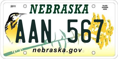 NE license plate AAN567