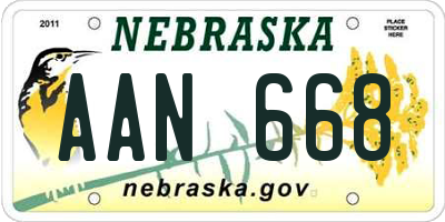 NE license plate AAN668