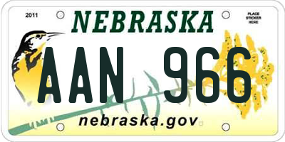 NE license plate AAN966
