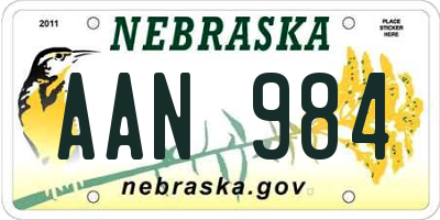 NE license plate AAN984