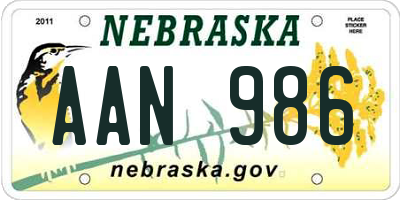 NE license plate AAN986