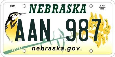 NE license plate AAN987