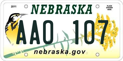 NE license plate AAO107