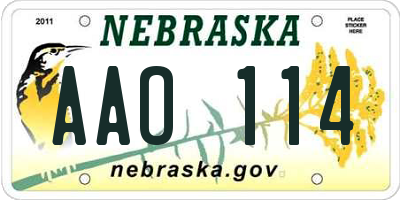 NE license plate AAO114