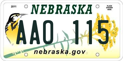 NE license plate AAO115