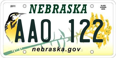 NE license plate AAO122