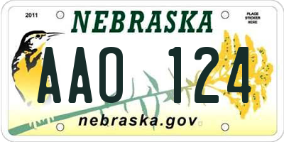 NE license plate AAO124