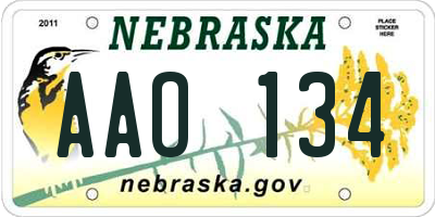 NE license plate AAO134