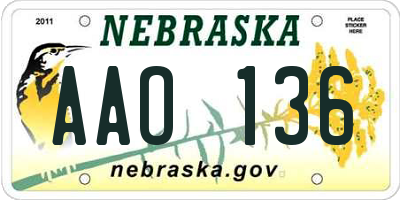 NE license plate AAO136