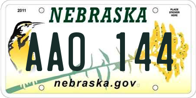 NE license plate AAO144