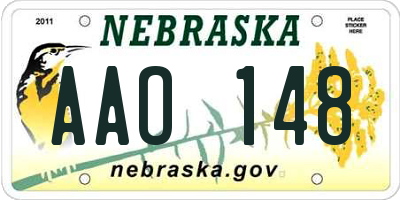 NE license plate AAO148