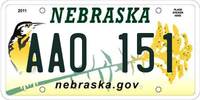 NE license plate AAO151