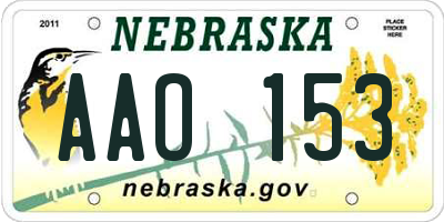 NE license plate AAO153