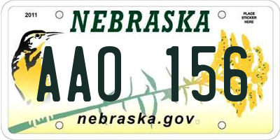 NE license plate AAO156