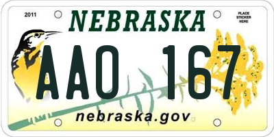 NE license plate AAO167