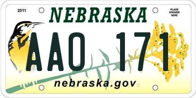 NE license plate AAO171