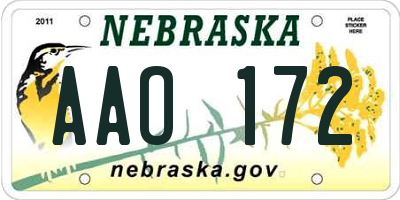 NE license plate AAO172