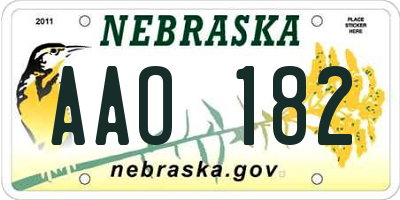 NE license plate AAO182