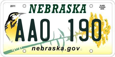 NE license plate AAO190