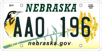 NE license plate AAO196