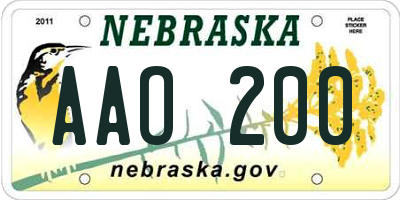 NE license plate AAO200