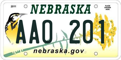 NE license plate AAO201