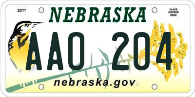 NE license plate AAO204