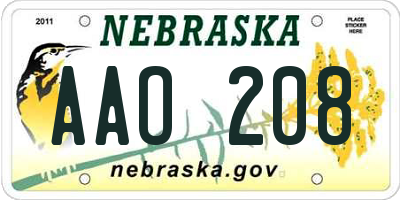 NE license plate AAO208