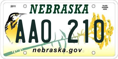 NE license plate AAO210