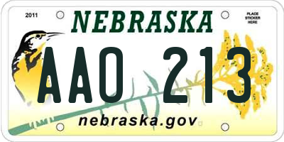 NE license plate AAO213