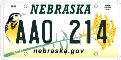 NE license plate AAO214