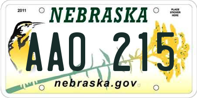 NE license plate AAO215