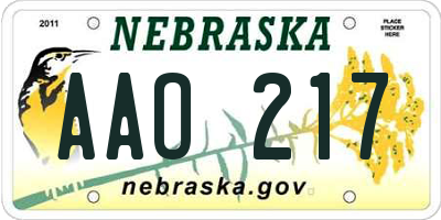 NE license plate AAO217