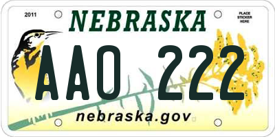 NE license plate AAO222