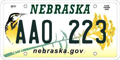 NE license plate AAO223