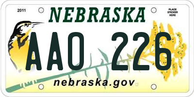 NE license plate AAO226