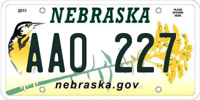 NE license plate AAO227