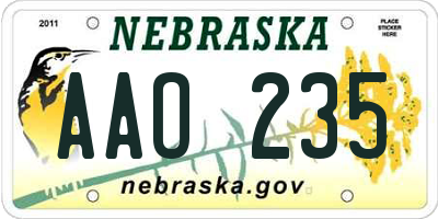 NE license plate AAO235