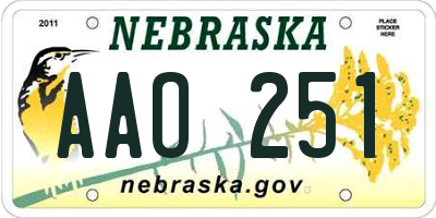 NE license plate AAO251