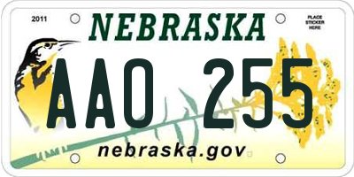 NE license plate AAO255