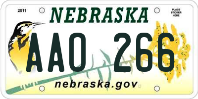 NE license plate AAO266