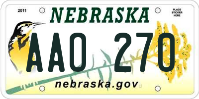 NE license plate AAO270